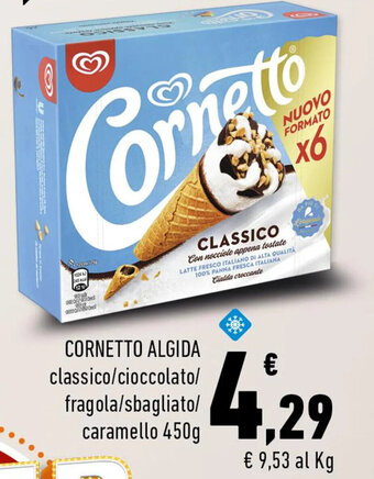 Conad CORNETTO ALGIDA classico/cioccolato/ fragola/sbagliato/ caramello 450g offerta