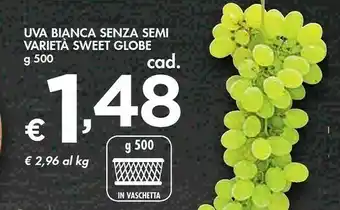 Bennet Uva Bianca Senza Semi Varietà Sweet Globe offerta