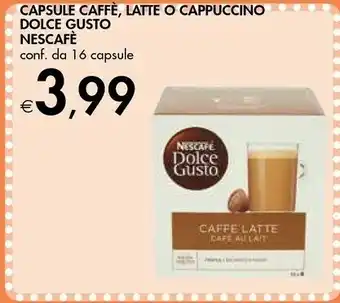 Bennet Nescafé Capsule Caffè/ Latte/ Cappuccino Dolce Gusto offerta