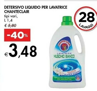 Bennet Chanteclair Detersivo Liquido Per Lavatrice Muschio Bianco offerta