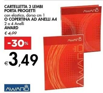 Bennet Award Cartelletta 3 Lembi Porta Progetti offerta
