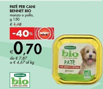 Bennet Bennet Bio Patè Per Cani Manzo O Pollo offerta