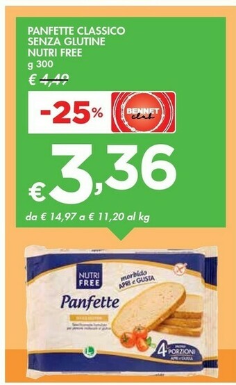 Bennet Nutri free Panfette Classico Senza Glutine offerta
