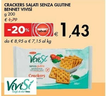 Bennet Bennet Vivisi Crackers Salati Senza Glutine offerta