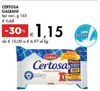 Bennet Galbani Certosa 165 G(ml) offerta