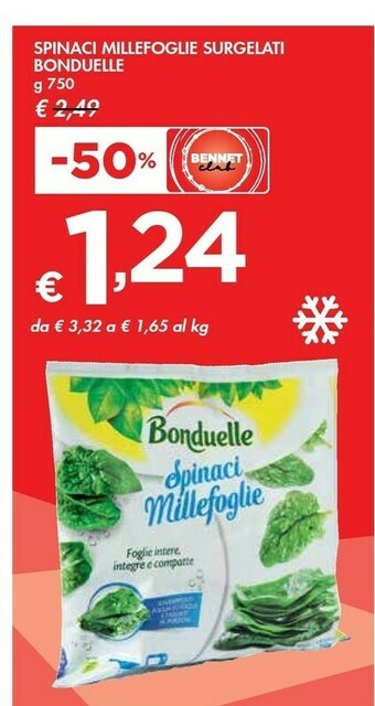 Bennet Bonduelle Spinaci Millefoglie Surgelati offerta