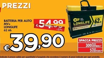 Bennet Longlife Batteria Per Auto Mv+ offerta