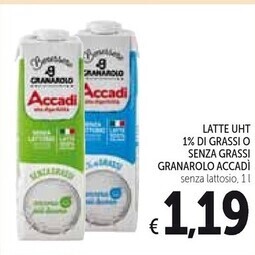 Spazio Conad Granarolo latte uht 1% di grassi o senza grassi accadi offerta