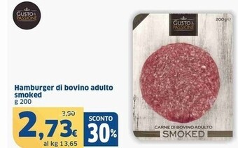 Sigma Gusto & passione hamburger di bovino adulto smoked offerta