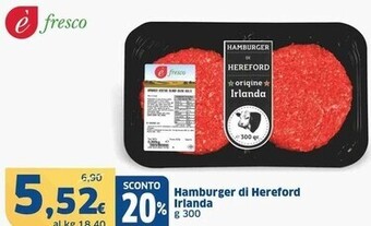 Sigma È fresco hamburger di hereford irlanda offerta