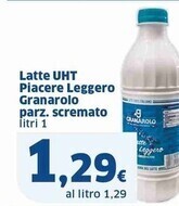 Sigma Granarolo latte uht piacere leggero parz. scremato offerta