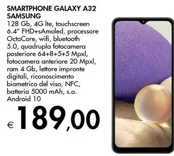 Bennet Samsung Galaxy A32 128GB Display 6.4” FHD+ Super AMOLED Awesome Black offerta