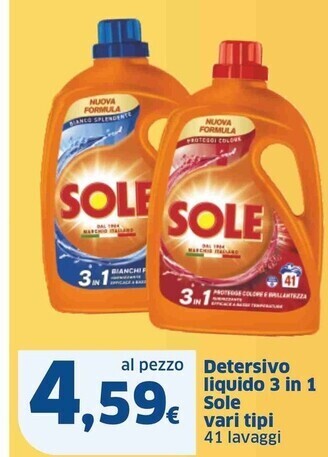 Sigma Sole detersivo liquido 3 in 1 offerta