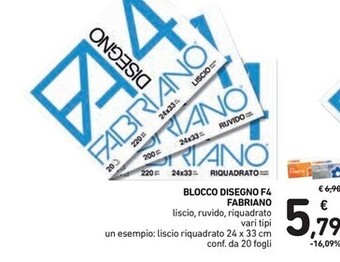 Fabriano blocco disegno f4