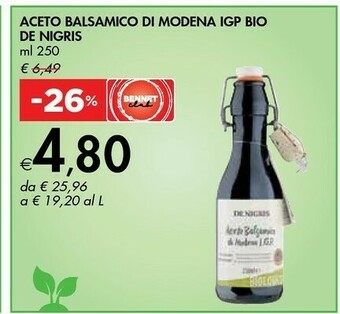 Bennet De nigris Aceto Balsamico Di Modena IGP Biologico 250 G(ml) offerta