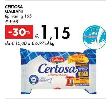 Bennet Galbani Certosa 165 G(ml) offerta