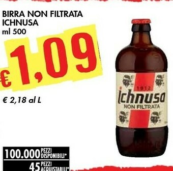 Bennet Ichnusa Birra Non Filtrata 500 G(ml) offerta