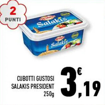 Conad CUBOTTI GUSTOSI SALAKIS PRESIDENT 250 g offerta