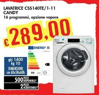 Bennet Candy Smart CSS1410TE/1-11 Lavatrice Libera Installazione Caricamento Frontale 10 Kg 1400 Giri/min E Bianco offerta