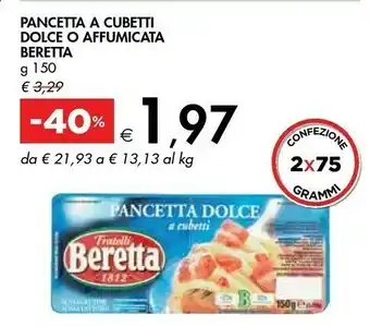 Bennet Fratelli Beretta - Pancetta Affumicata A Cubetti 150 G(ml) offerta