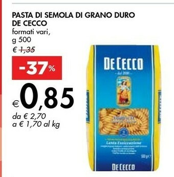 Bennet De Cecco Pasta Di Semola Di Grano Duro offerta