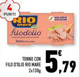 Conad TONNO CON FILO D'OLIO RIO MARE 2x130g offerta