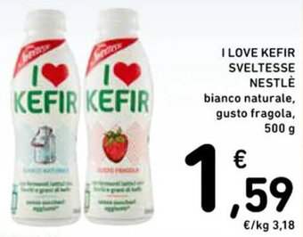 Spazio Conad I LOVE KEFIR SVELTESSE NESTLÈ bianco naturale, gusto fragola, 500 g offerta