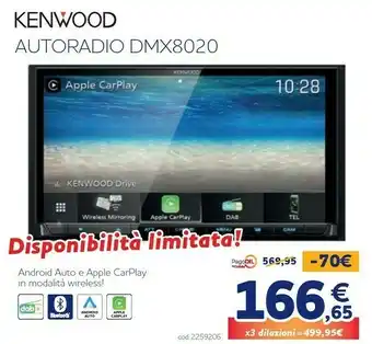 Norauto Kenwood Autoradio DMX8020 offerta