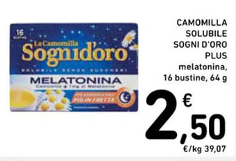 Spazio Conad CAMOMILLA SOLUBILE SOGNI D'ORO PLUS melatonina, 16 bustine, 64 g offerta