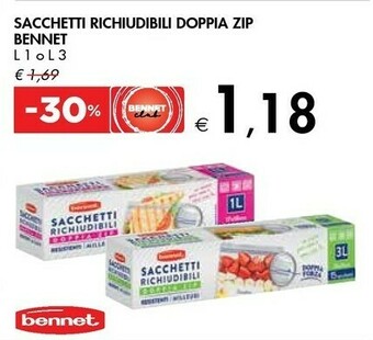 Bennet Sacchetti Richiudibili Doppia Zip offerta