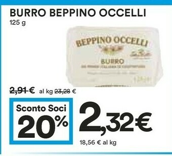 Coop Beppino occelli Burro Con Panna Italiana Di Centrifuga 125 G(ml) offerta