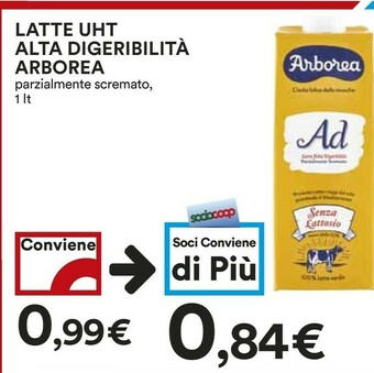 Coop Arborea Latte parzialmente scremato offerta