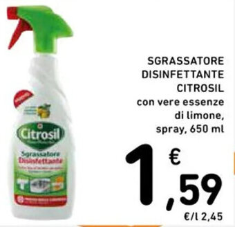 Spazio Conad SGRASSATORE DISINFETTANTE CITROSIL con vere essenze di limone, spray, 650 ml offerta