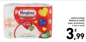 Spazio Conad CARTA CUCINA REGINA DI CUORI super assorbente, 3 veli, 6 rotoli offerta