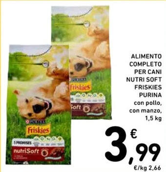 Spazio Conad ALIMENTO COMPLETO PER CANI NUTRI SOFT FRISKIES PURINA con pollo, con manzo, 1,5 kg offerta