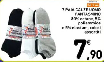 Spazio Conad 7 PAIA CALZE UOMO FANTASMINO 80% cotone, 5% poliammide e 5% elastam, colori assortiti offerta