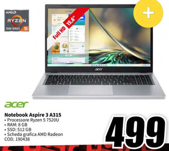 MediaWorld acer Notebook Aspire 3 A315 offerta