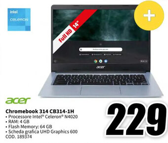 MediaWorld acer Chromebook 314 CB314-1H offerta