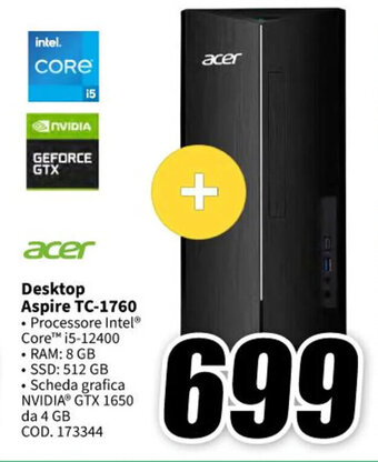 MediaWorld acer Desktop Aspire TC-1760 offerta