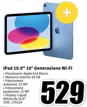 MediaWorld iPad 10.9" 10° Generazione Wi-Fi offerta