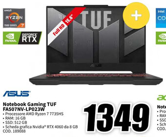 MediaWorld ASUS Notebook Gaming TUF FA507NV-LP023W offerta