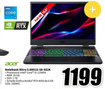 MediaWorld acer Notebook Nitro 5 AN515-58-502K offerta