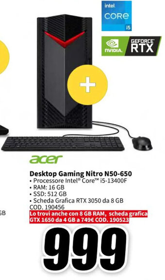 MediaWorld acer Desktop Gaming Nitro N50-650 offerta