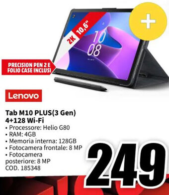 MediaWorld Lenovo Tab M10 PLUS(3 Gen) 4+128 Wi-Fi offerta