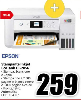 MediaWorld EPSON Stampante Inkjet EcoTank ET-2856 offerta