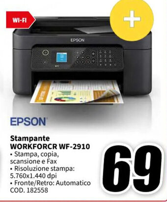 MediaWorld EPSON Stampante WORKFORCR WF-2910 offerta