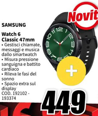 MediaWorld SAMSUNG Watch 6 Classic 47mm offerta