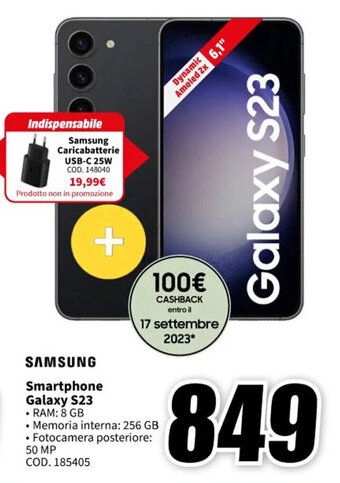 MediaWorld SAMSUNG Smartphone Galaxy S23 offerta