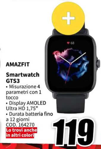 MediaWorld AMAZFIT Smartwatch GTS3 offerta