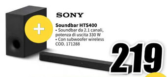 MediaWorld SONY Soundbar HTS400 offerta
